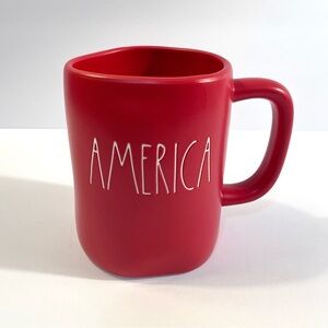 Rae Dunn Red AMERICA Ceramic Pottery Coffee Tea Cup Mug Patriotic 4th of July